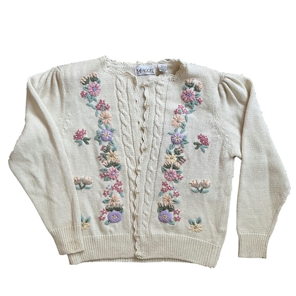 Maggie Jana Sweaters - Maggie Jana - Vintage Embroidered Floral Cardigan